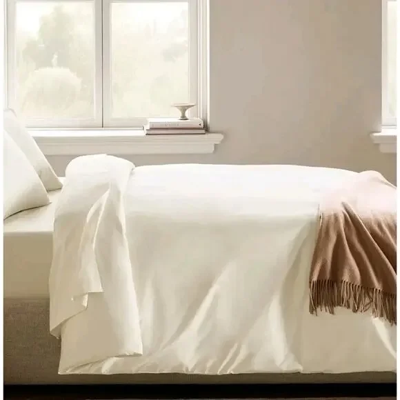 Quince Ivory 100% Organic Cotton Full Queen Duvet Bed Cover Neutral Minimalist